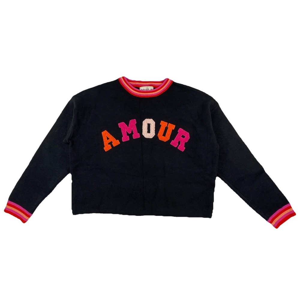In April 1986 Amour Sweater Black Pink Stripes One Size